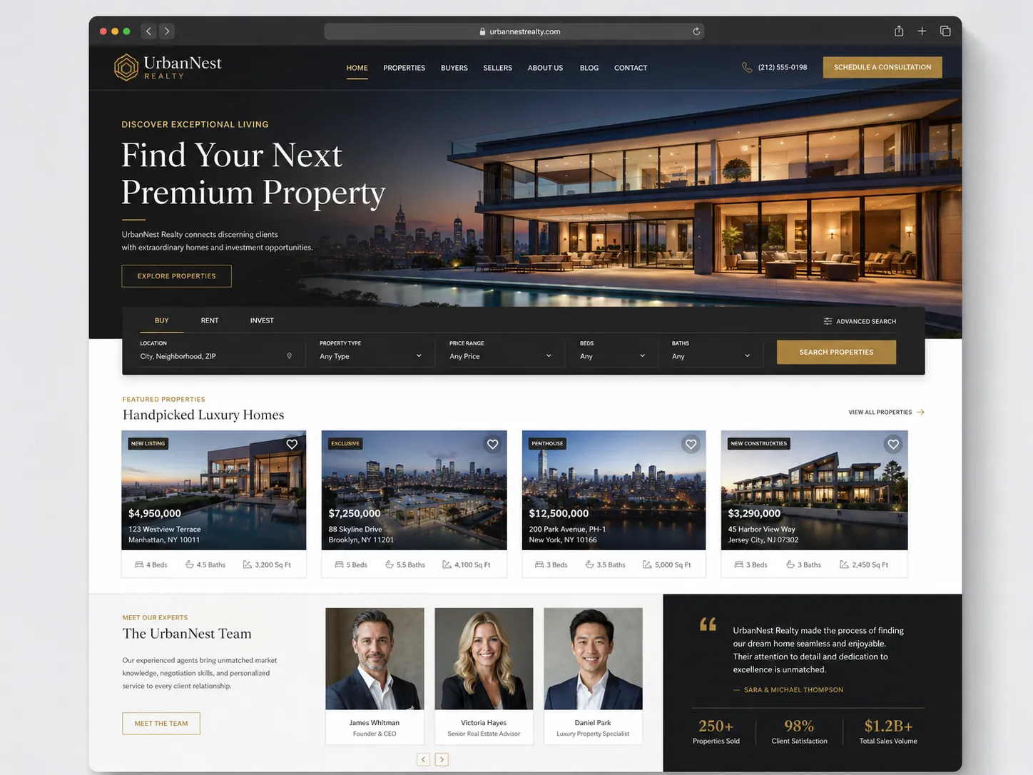 UrbanNest Realty real estate website design